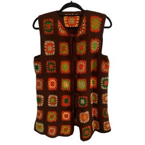 Vintage Handmade Granny Square Vest